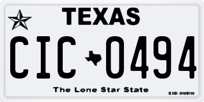 TX license plate CIC0494