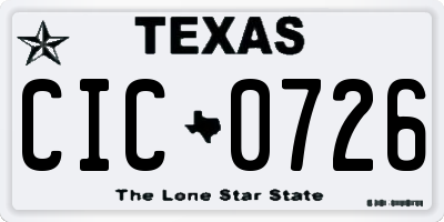 TX license plate CIC0726