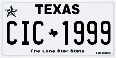 TX license plate CIC1999