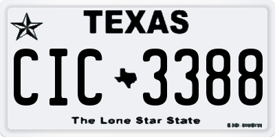 TX license plate CIC3388