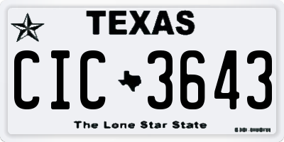 TX license plate CIC3643