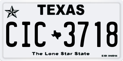TX license plate CIC3718