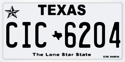 TX license plate CIC6204