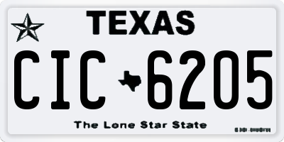 TX license plate CIC6205