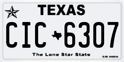 TX license plate CIC6307