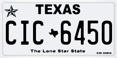 TX license plate CIC6450