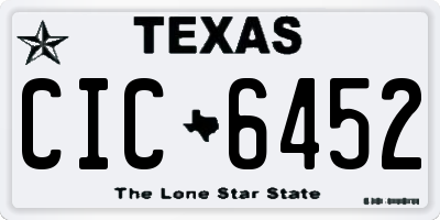 TX license plate CIC6452