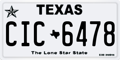 TX license plate CIC6478