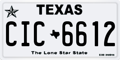 TX license plate CIC6612