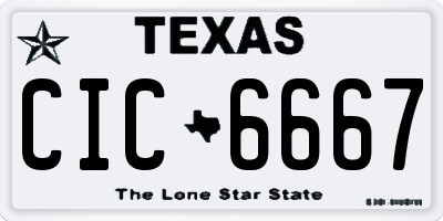 TX license plate CIC6667