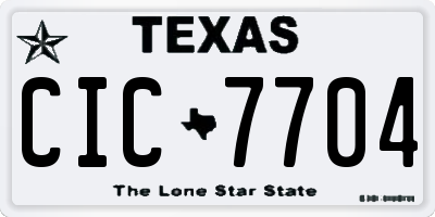 TX license plate CIC7704