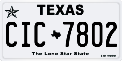 TX license plate CIC7802