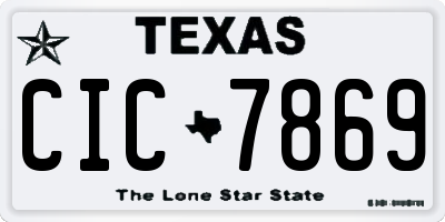 TX license plate CIC7869