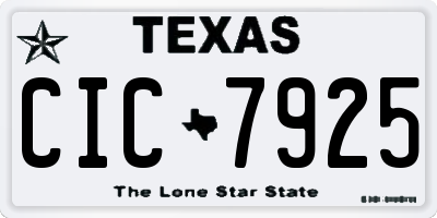 TX license plate CIC7925