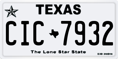 TX license plate CIC7932