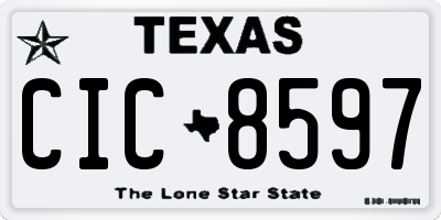 TX license plate CIC8597
