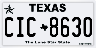 TX license plate CIC8630
