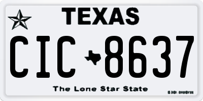TX license plate CIC8637