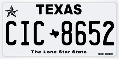 TX license plate CIC8652