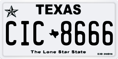 TX license plate CIC8666