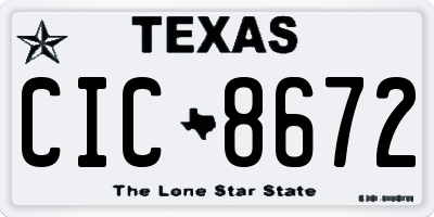 TX license plate CIC8672