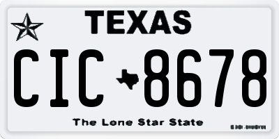TX license plate CIC8678