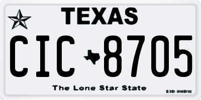 TX license plate CIC8705