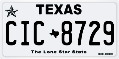 TX license plate CIC8729