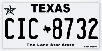 TX license plate CIC8732