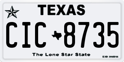 TX license plate CIC8735