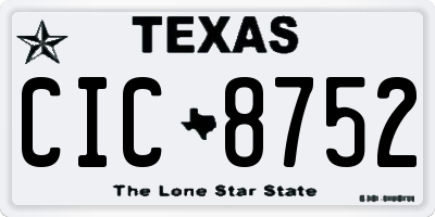 TX license plate CIC8752