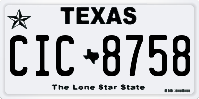 TX license plate CIC8758