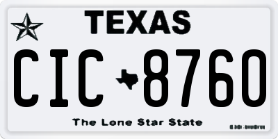 TX license plate CIC8760