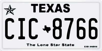 TX license plate CIC8766