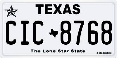TX license plate CIC8768