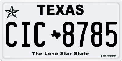 TX license plate CIC8785