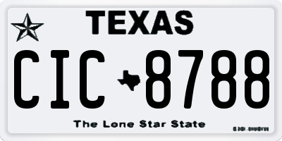 TX license plate CIC8788
