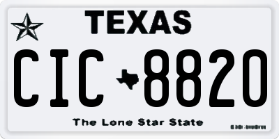 TX license plate CIC8820