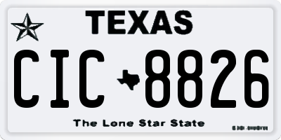 TX license plate CIC8826