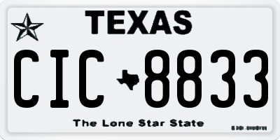 TX license plate CIC8833