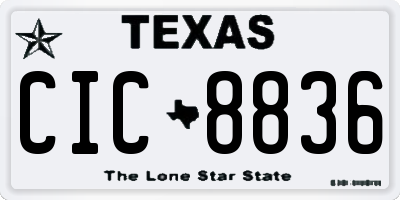 TX license plate CIC8836