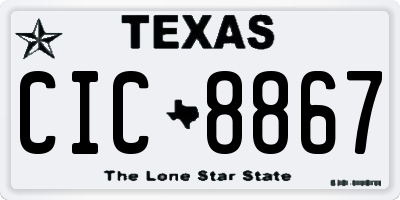 TX license plate CIC8867