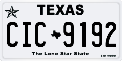 TX license plate CIC9192