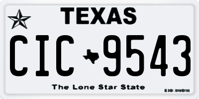 TX license plate CIC9543