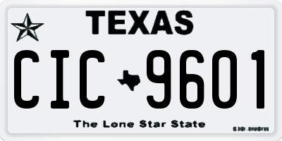 TX license plate CIC9601