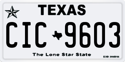 TX license plate CIC9603