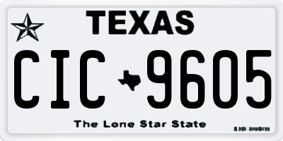 TX license plate CIC9605