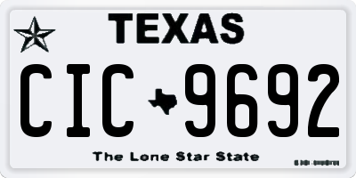TX license plate CIC9692