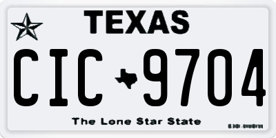 TX license plate CIC9704