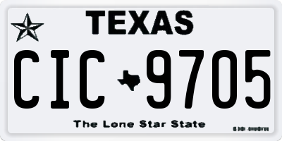 TX license plate CIC9705